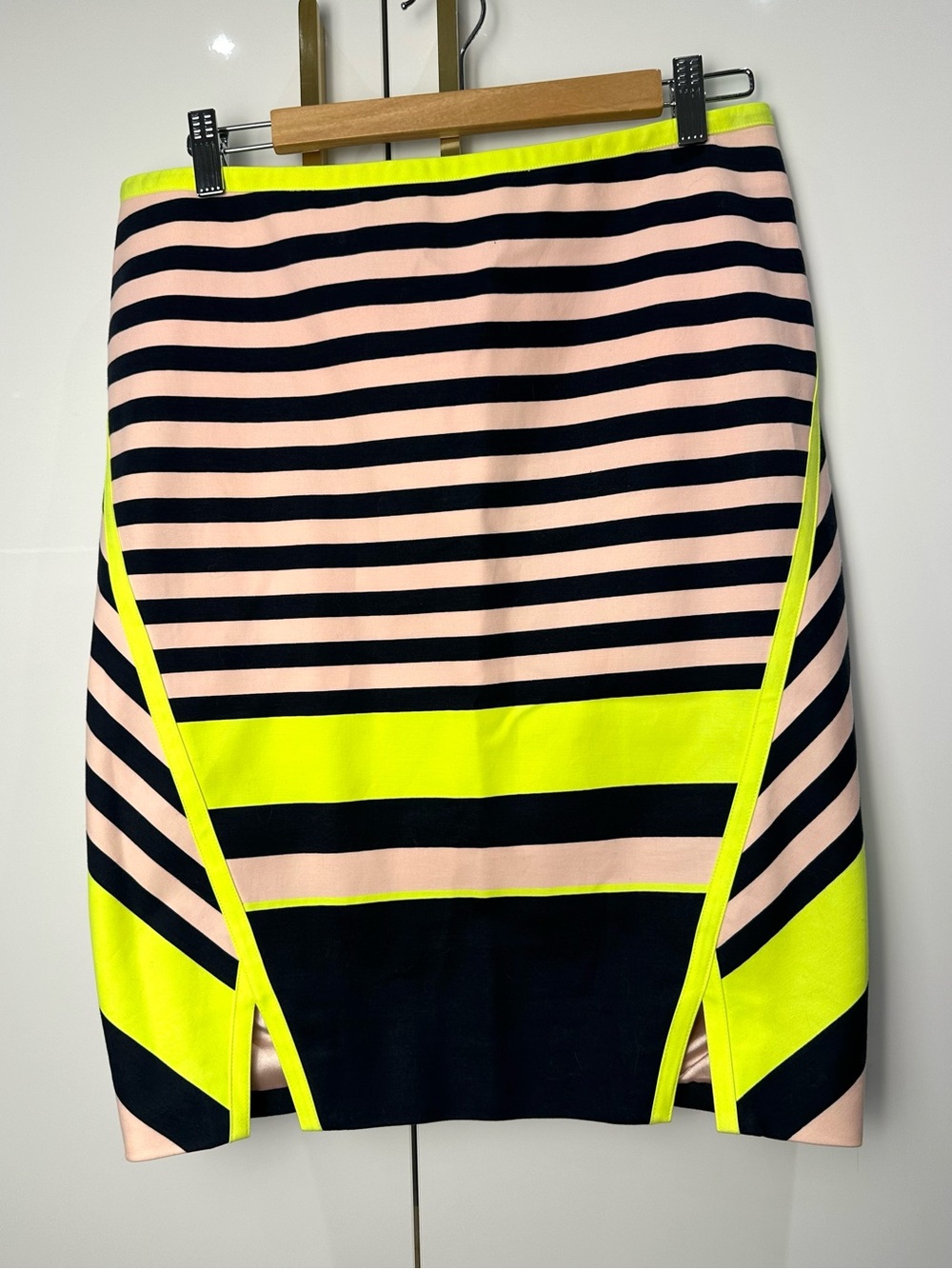 Ted Baker Neon Striped Pencil Skirt Size 3